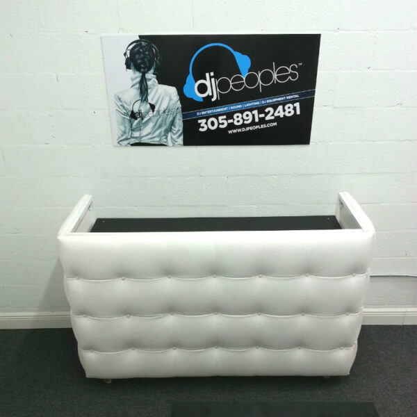 White Tufted Leather DJ Booth Rental