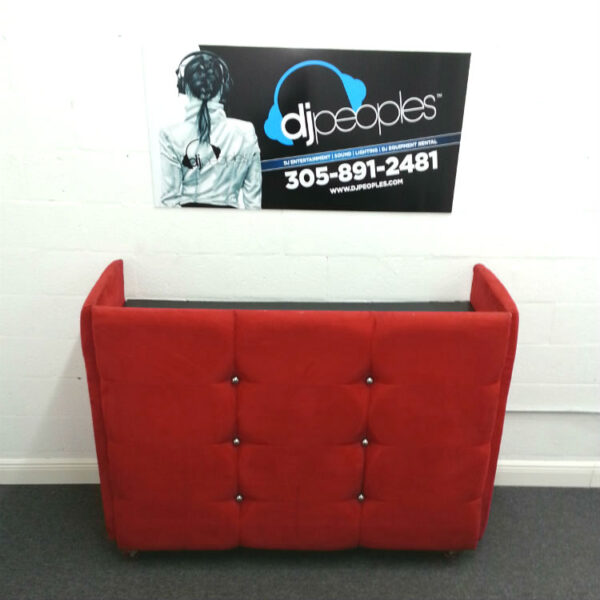 Red DJ Booth Rental - Red Tufted Suede