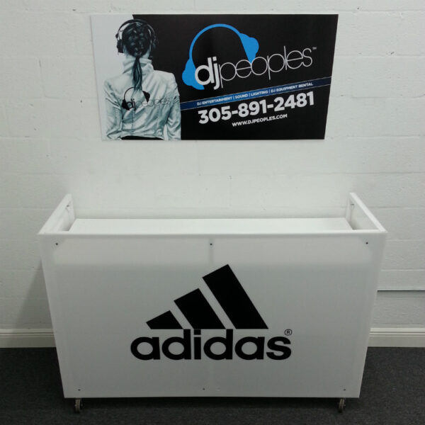 White Acrylic DJ Booth Rental With Logo Branding - Image 4