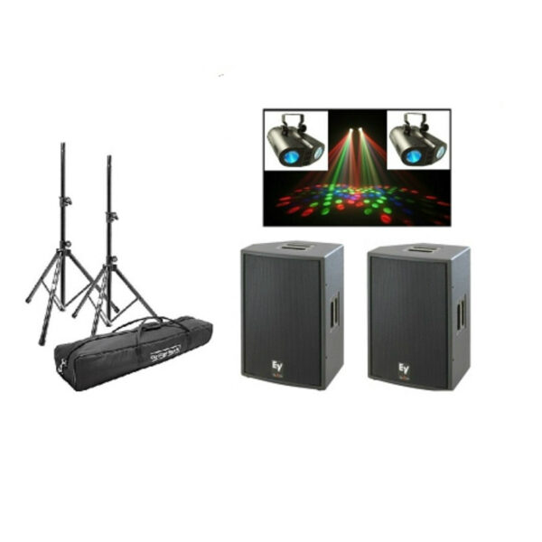 Two Powered Speakers with iPod Connection and Party Lights Rental Package