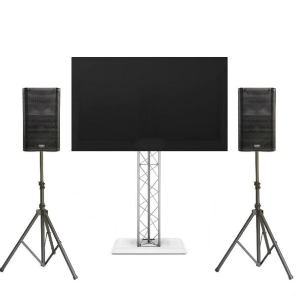 TV ON TRUSS STAND WITH SPEAKERS