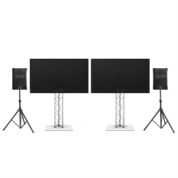 TWO TV ON TRUSS STAND WITH SPEAKERS